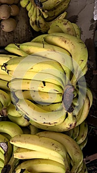 Scenic view of fresh ripe banana kept well stocked