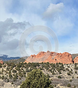 Scenic view of Garden of the Gods in Colorado Springs, Colorado