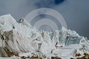 Scenic view of glacier in high mountains in Himalayas