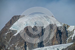 Scenic view of glacier in high mountains in Himalayas