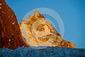 Scenic view of glacier in high mountains in Himalayas