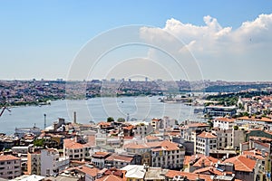 Scenic view of Golden Horn bay from Galata Tower, Istanbul, Turkey