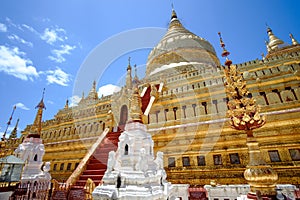 Scenic view of golden Shwezigon pagoda, Bagan, Myanmar