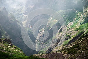 Scenic view of the gorge from Pico do Arieiro on Madeira photo