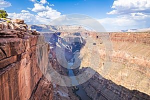 A scenic view of the Grand Canyon from the remote north rim overlook of Toroweap