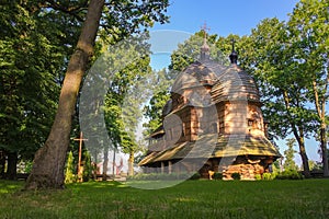 Scenic view of Greek Catholic wooden Mother of God church, UNESCO, Chotyniec, Poland