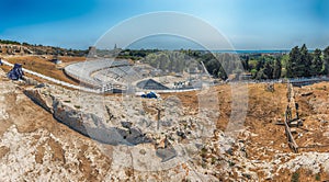 Scenic view of the Greek theatre of Syracuse, Sicily, Italy