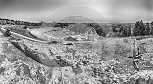 Scenic view of the Greek theatre of Syracuse, Sicily, Italy