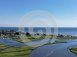 Scenic view of green lands at the beach in Seabrook island on a sunny day photo