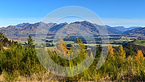 Scenic view of Hanmer Springs town and surrounding hills in Canterbury