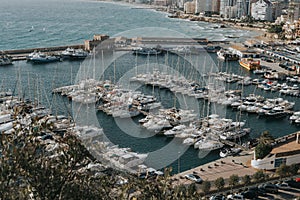 Scenic view of a harbor in Penyal d'Ifac Natural Park in Calp, Spain