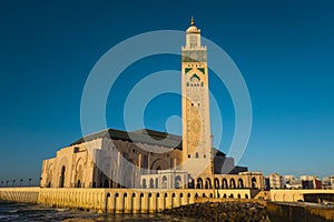 scenic view of Hassan ii mosque in front of the sea - Casablanca, Morocco