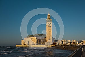 scenic view of Hassan ii mosque in front of the sea - Casablanca, Morocco