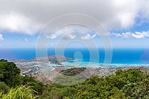 Scenic view of Hawaii Kai town and Maunaohi Ridge