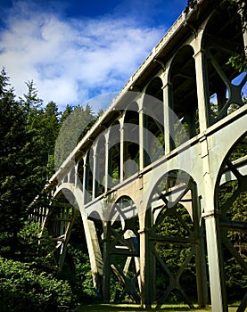 Scenic view of Heceta Head bridge from the eastern side of the highway in Oregon