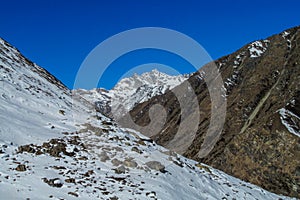 Scenic view of high mountains in Himalayas