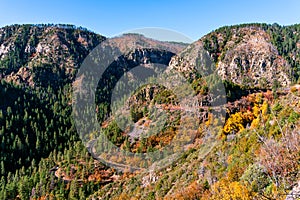 Scenic view of Highway 89A in Oak Creek Canyon, Arizona