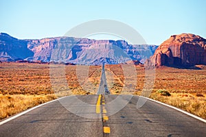 Scenic view from highway 163 in Monument Valley near the Utah-Arizona border, United States