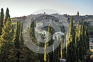 Scenic View of Hill Town Montalcino in Italy