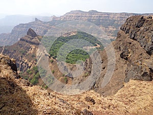 Scenic view of hills and mountains greenery