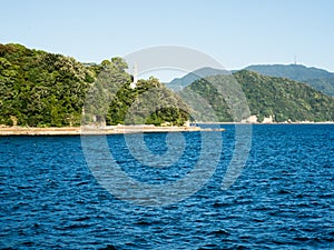 Scenic view of Hiroshima bay and the islands of Seto Inland Sea from Hiroshima port