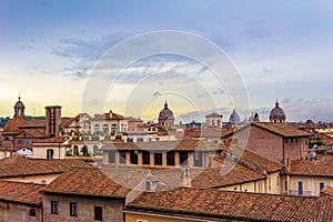 Historic Rome city skyline on rainy day photo