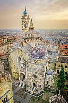 Scenic view of historical cathedral Santa Maria Maggiore in Bergamo, Italy