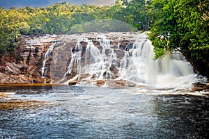Scenic view of Iracema Presidente Figueiredo waterfall at sunset in Brazil photo