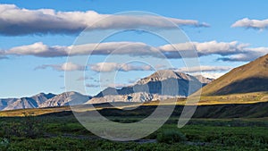 Scenic view of John River valley with Endicott Mountains in Gates of the Arctic National Park,Alaska