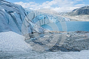 Scenic view of Jostedalsbreen glacier. photo