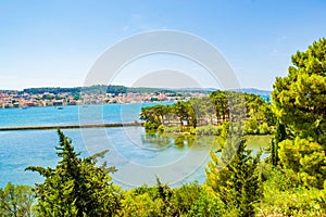 Scenic view of Koutavos Lagoon and Kefalonia island landscape Greece