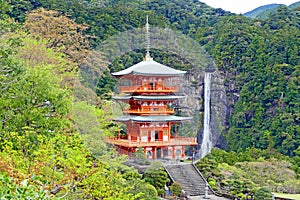 Scenic View of Kumano Nachi Taisha in Spring