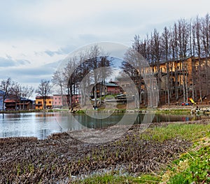 Scenic view of lake Cerretano