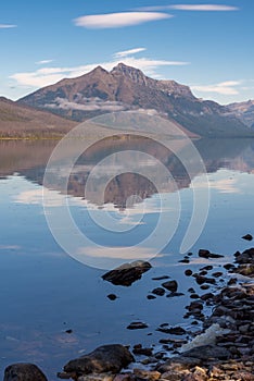 Scenic view of Lake McDonald near Apgar in Montana photo