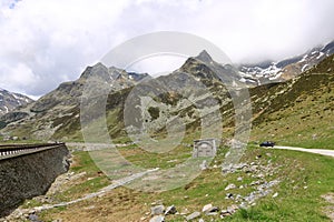 a scenic view of the lake Montespluga in Valley Chiavenna, Lombardy, Italy