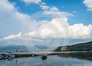 Scenic view of Lake Orestiada in the city of Kastoria, Greece