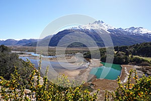 Scenic view of a lake in Rio Ibanez, Chile on a sunny day photo
