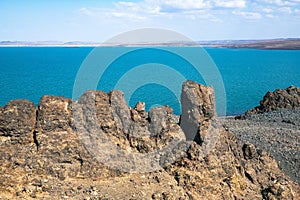 Scenic view of Lake Turkana in Loiyangalani District in Turkana County, Kenya