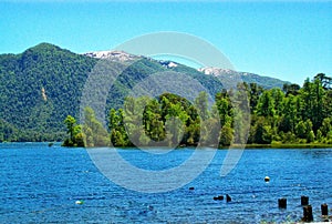 Scenic view of lake in Villa La Angostura, Neuquen, Patagonia, Argentina