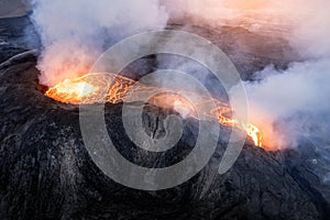 Scenic view of lava in the Fagradalsfjall volcano in Icelan