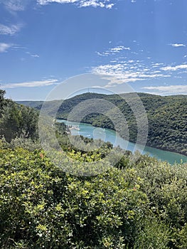 Scenic view of the Lim bay in a greenvalley on the western coast of Istria, Croatia