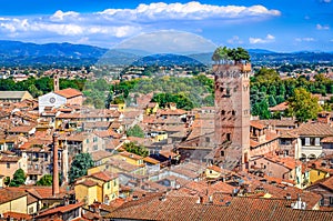 Scenic view of Lucca and Guinigi tower