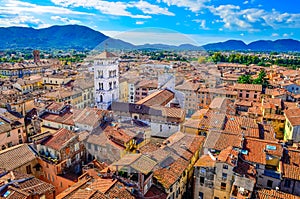 Scenic view of Lucca village in Italy photo