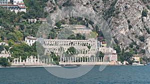 Scenic view of the lush lime gardens in Limone on the stunning Lake Garda in Italy