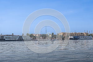 Scenic View of Luxor Port from a Small Boat Egypt Summer Travel