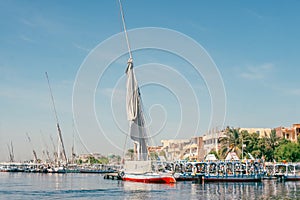 Scenic View of Luxor Port from a Small Boat Egypt Summer Travel