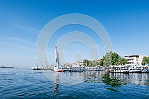 Scenic View of Luxor Port from a Small Boat Egypt Summer Travel