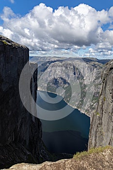 Scenic view of Lysefjorden, Norway on a nice summer day