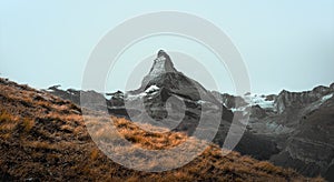 Scenic view of Matthorn mountain peak in the Swiss Prealps in Switzerland photo