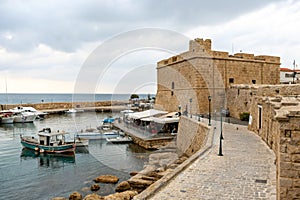 Medieval Port of Paphos, Cyprus Island photo